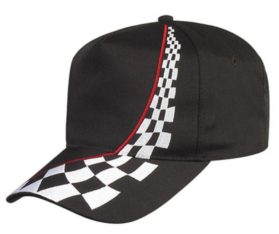 Embroidered Racing Checkers Cotton Twill 5 Panel Snapback Baseball Hats Caps-