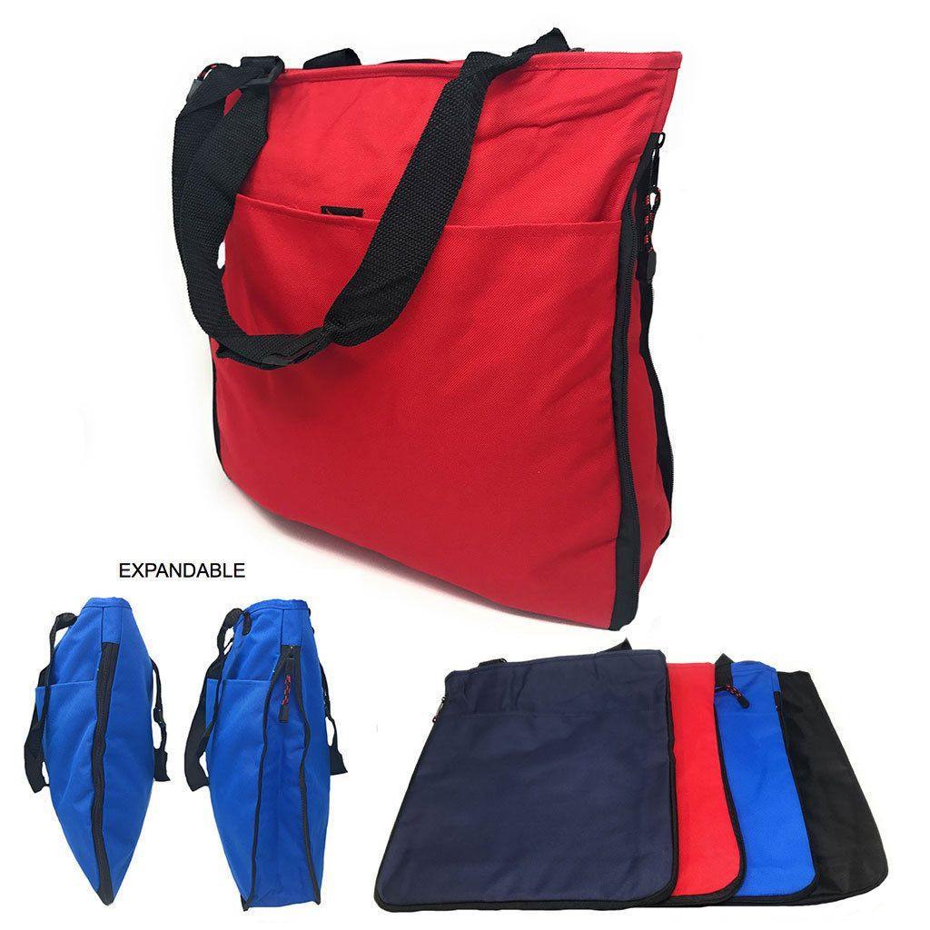 Expandable Zippered Reusable Grocery Shopping Tote Bags With Gusset 16inch-Royal-