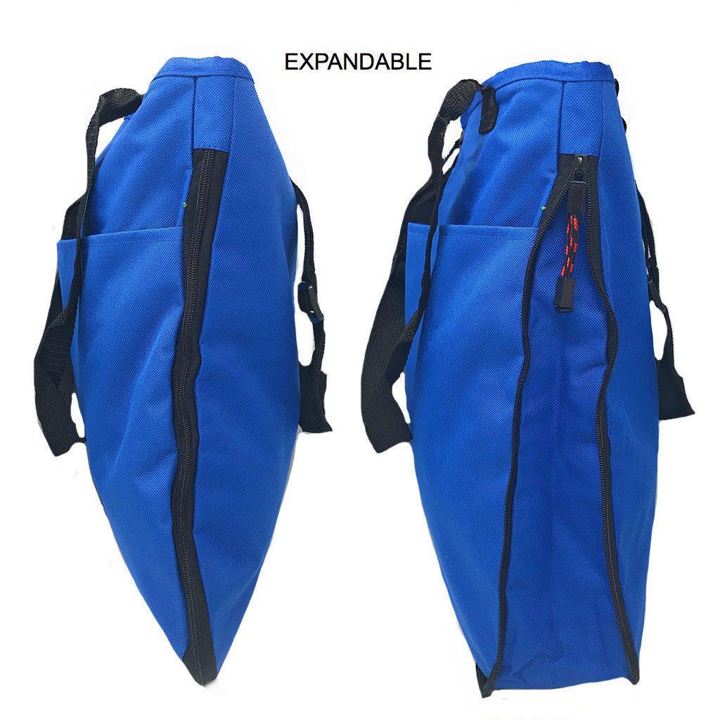Expandable Zippered Reusable Grocery Shopping Tote Bags With Gusset 16inch-Royal-