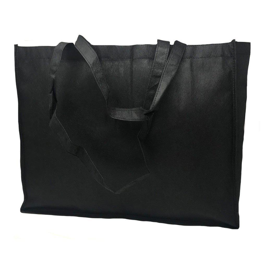 Large Reusable Grocery Shopping Tote Bag Bags Recycled Eco Friendly 20inch-Black-