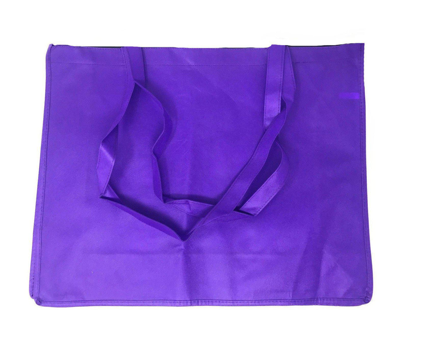 Large Reusable Grocery Shopping Tote Bag Bags Recycled Eco Friendly 20inch-Purple-