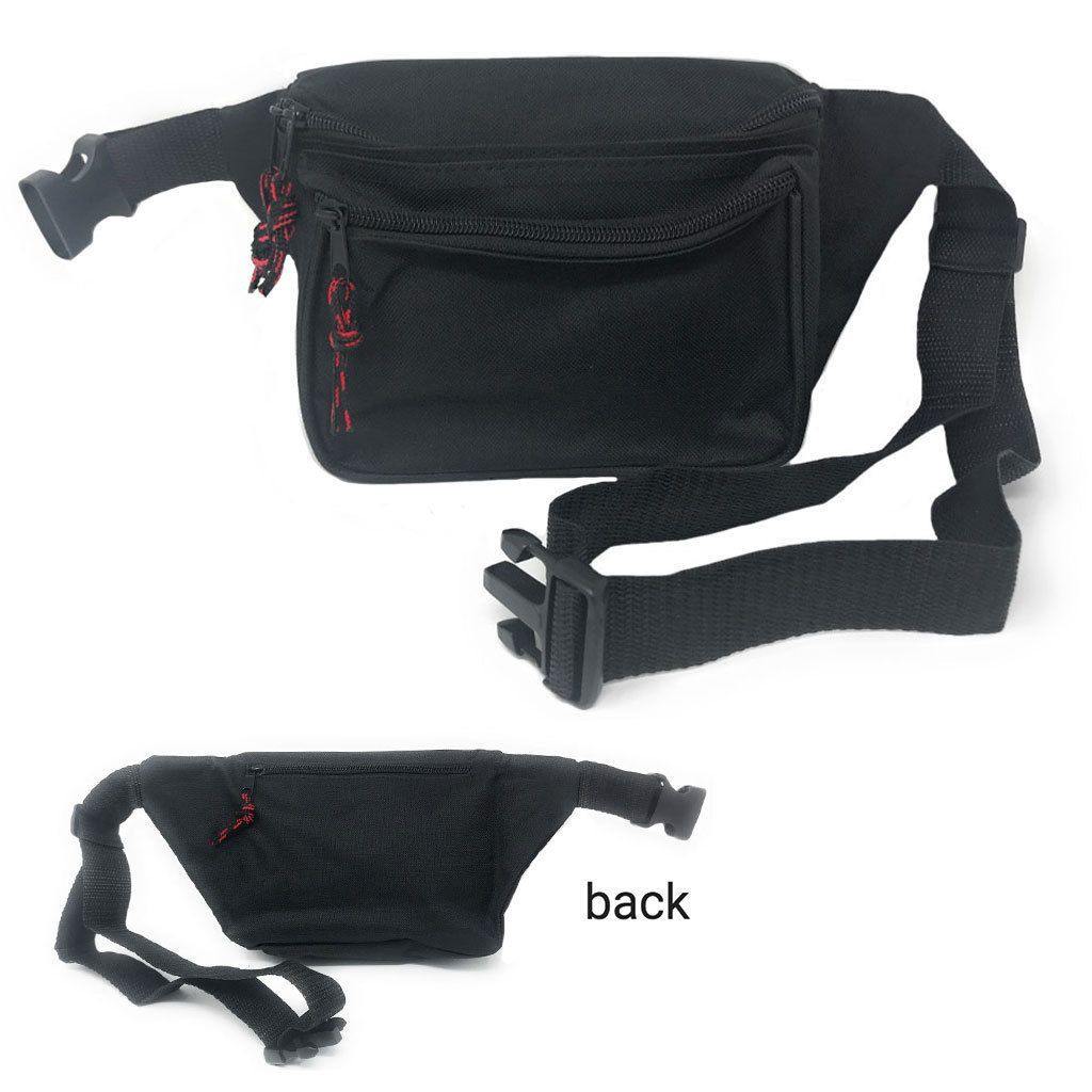 Casaba Fanny Pack Man Purse Travel Pouch Money Passport Holder Waist Bag 3 Pockets 42inch-BLACK-