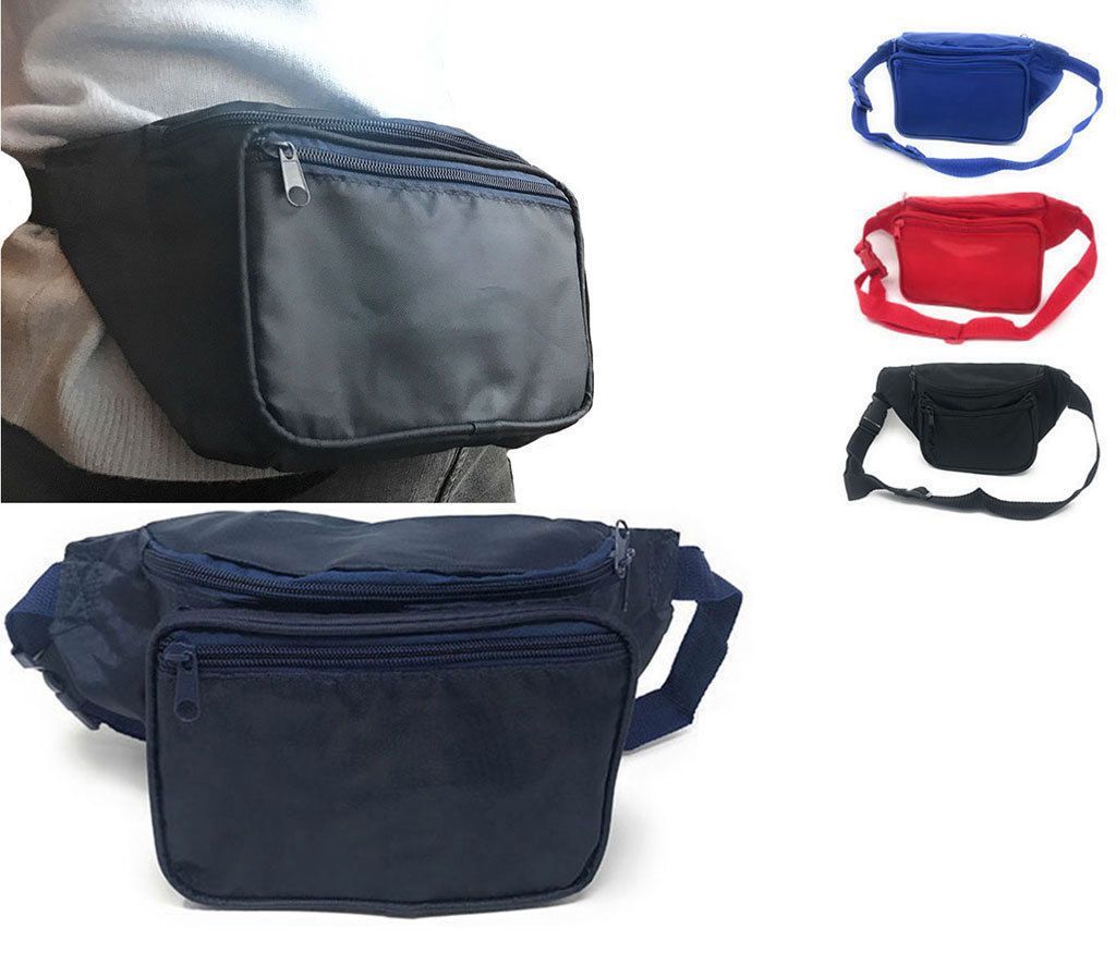 Fanny Pack Man Purse Travel Pouch Passport Id Money Holder Belt Bag 3 Pockets 42inch-BLACK-