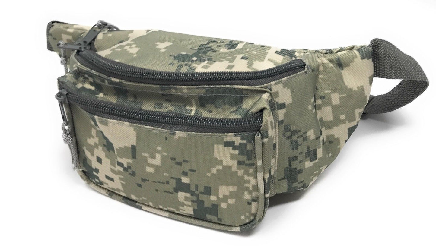 Fanny Pack Purse Travel Money Passport Id Holder Waist Bag Digital Camo Army 42inch, 48inch-One Zipper Fanny Pack-