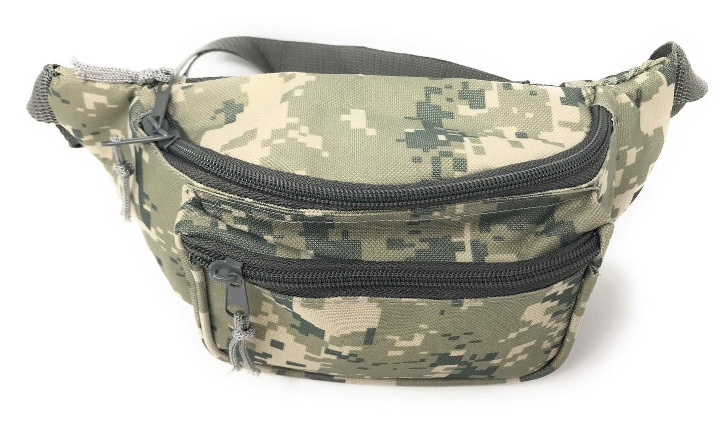 Fanny Pack Purse Travel Money Passport Id Holder Waist Bag Digital Camo Army 42inch, 48inch-One Zipper Fanny Pack-