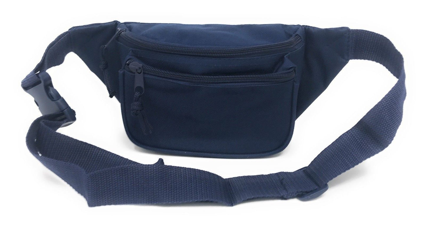 Fanny Pack Purse Travel Pouch Money Passport Id Zipper Waist Belt Bag 3 Pockets 48inch-Navy-