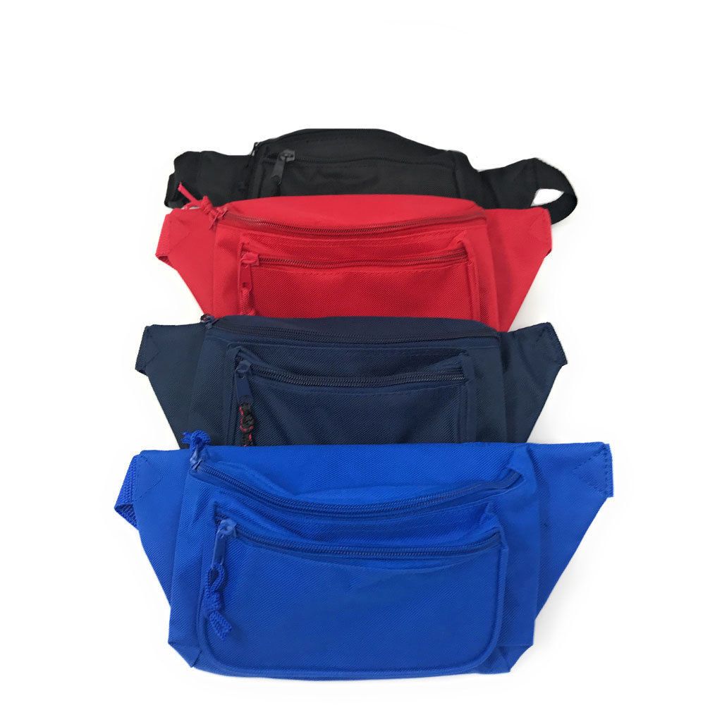 Fanny Pack Purse Travel Pouch Money Passport Id Zipper Waist Belt Bag 3 Pockets 48inch-Navy-