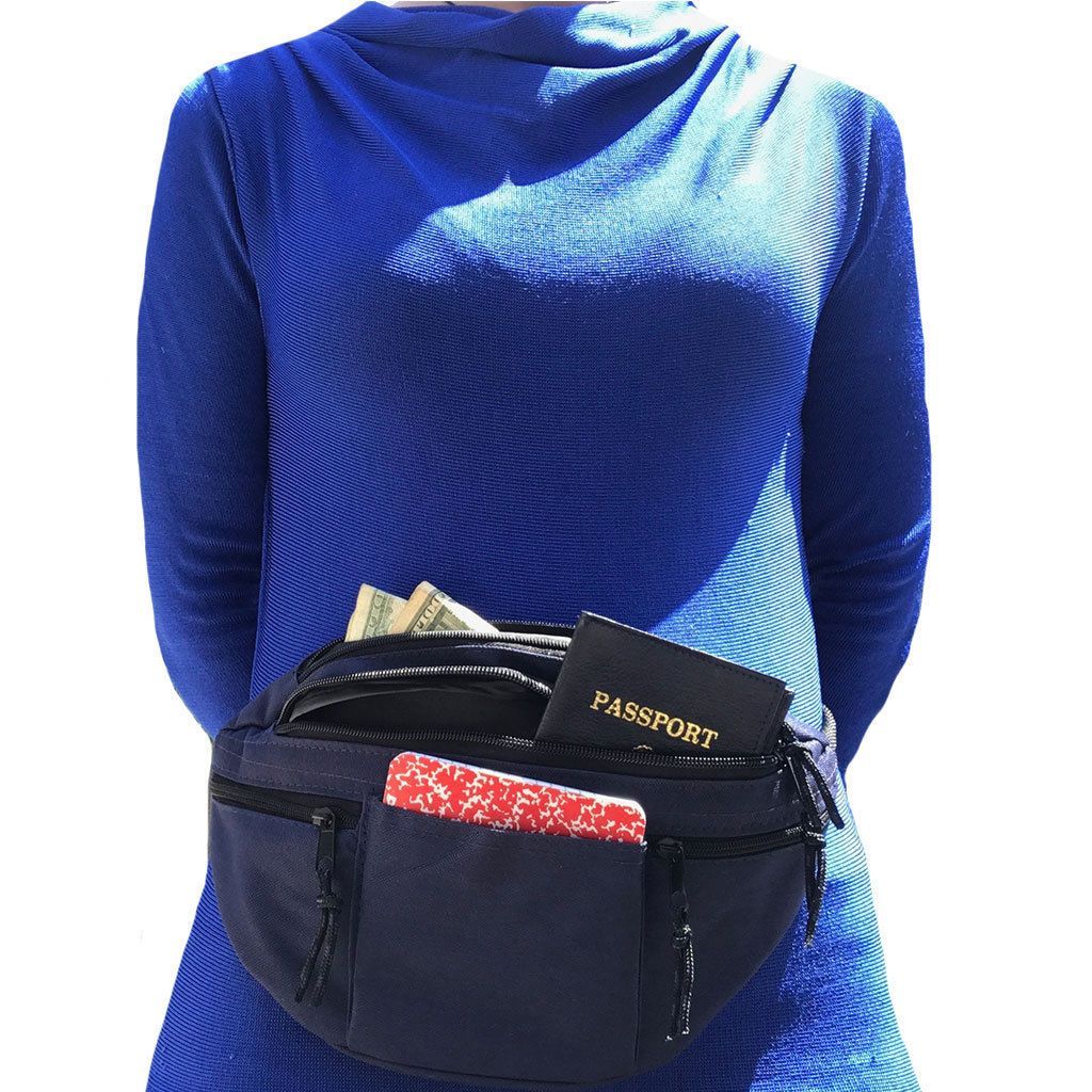 Fanny Pack Purse Travel Pouch Money Passport Id Zipper Waist Belt Bag 4 Pockets 48inch-BLACK-