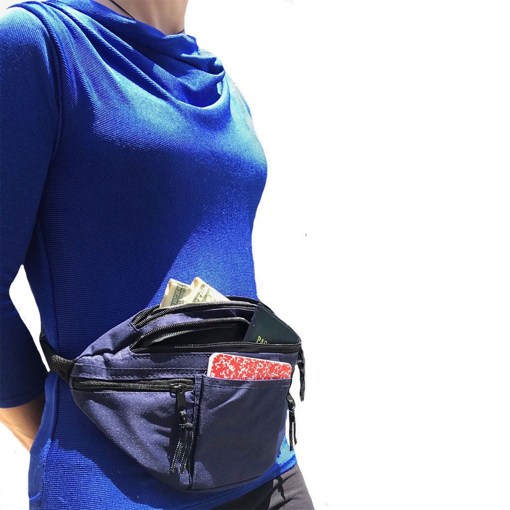 Fanny Pack Purse Travel Pouch Money Passport Id Zipper Waist Belt Bag 4 Pockets 48inch-BLACK-