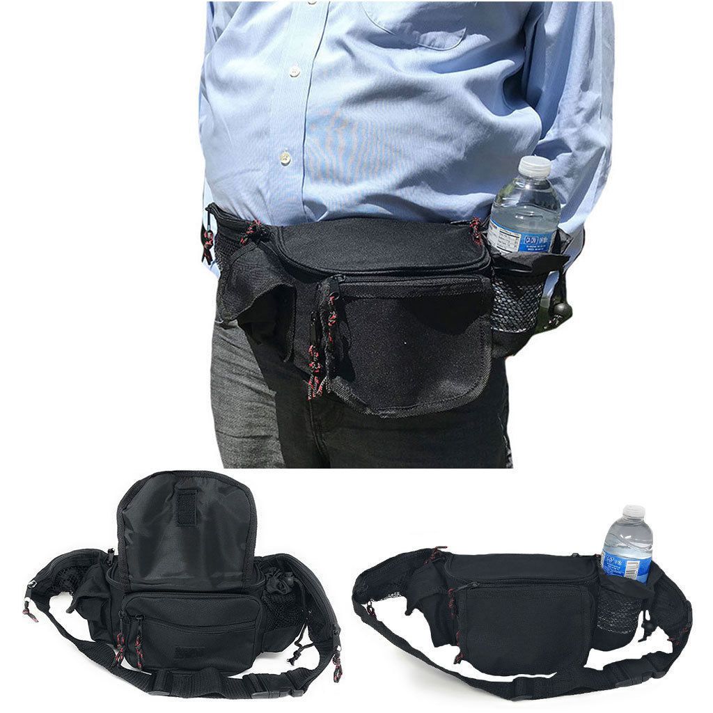 Fanny Pack Purse Travel Pouch Money Waist Belt Bag With Bottle Holder 7 Zippers 45inch-