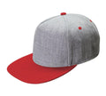 Flat Bill Two Tone 5 Panel Constructed Low Crown Baseball Snapback Hats Caps-Red/Gray-
