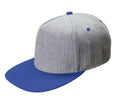 Flat Bill Two Tone 5 Panel Constructed Low Crown Baseball Snapback Hats Caps-Royal/Gray-