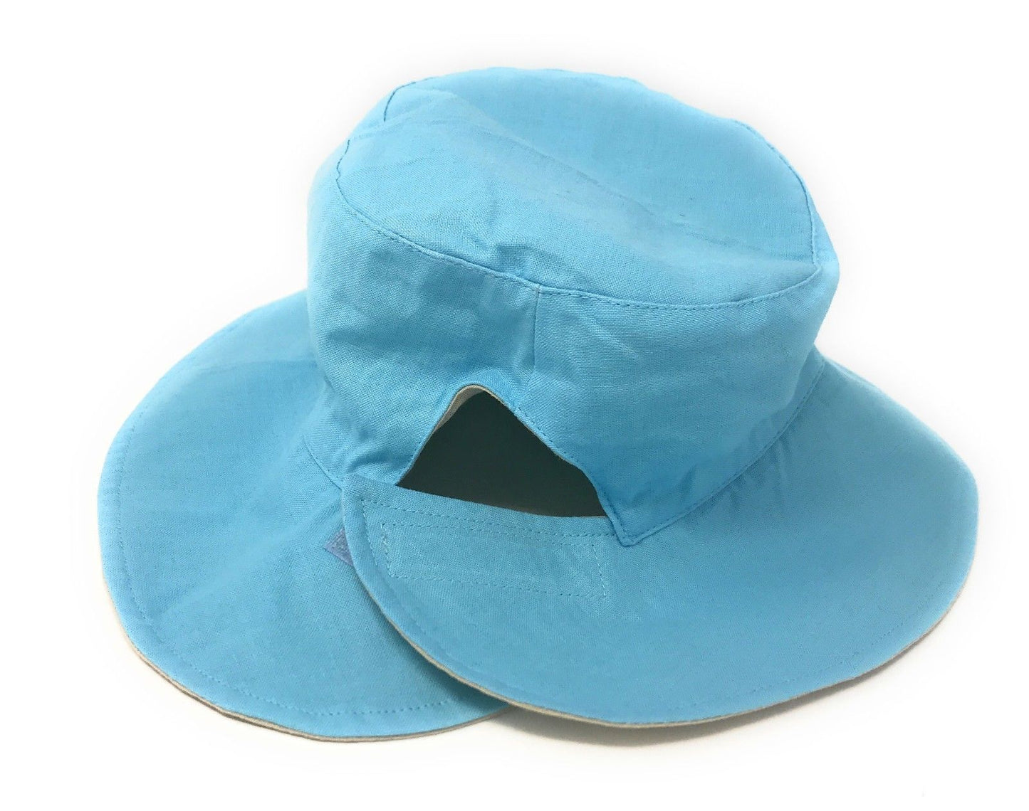 Floral Sheer Scarf And Ponytail Sun Hat Gift Set For Women Wife Mom Girlfriend-Blue-