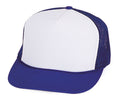 Youth Size Children Boys Girls Kids Foam Mesh 5 Panel Trucker Baseball Hats Caps-ROYAL/WHITE-