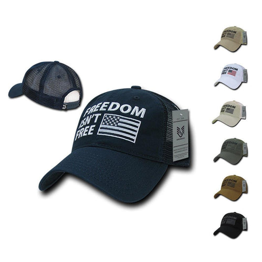 Freedom Is Not Free Patriotic USA Flag Trucker Cotton Baseball Caps Hats-FIF-Black-