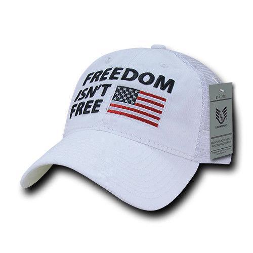 Freedom Is Not Free Patriotic USA Flag Trucker Cotton Baseball Caps Hats-FIF-Black-