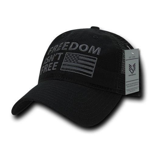 Freedom Is Not Free Patriotic USA Flag Trucker Cotton Baseball Caps Hats-FIF-Black-