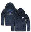 Full Zip Fleece Hoodie Sweatshirt Jacket US Military Navy Air Force Army Marines-Air Force - Navy-Small-