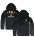 Full Zip Fleece Hoodie Sweatshirt Jacket US Military Navy Air Force Army Marines-Army - Black-Small-