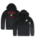 Full Zip Fleece Hoodie Sweatshirt Jacket US Military Navy Air Force Army Marines-Marines - Black-Small-