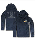 Full Zip Fleece Hoodie Sweatshirt Jacket US Military Navy Air Force Army Marines-Navy - Navy-Small-