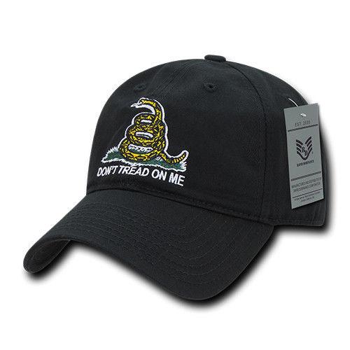 Gadsden Flag Rattlesnake Tea Party Don't Tread On Me Baseball Dad Caps Hats Polo-Black-