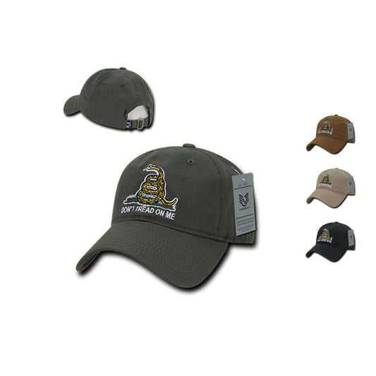 Gadsden Flag Rattlesnake Tea Party Don't Tread On Me Baseball Dad Caps Hats Polo-Black-