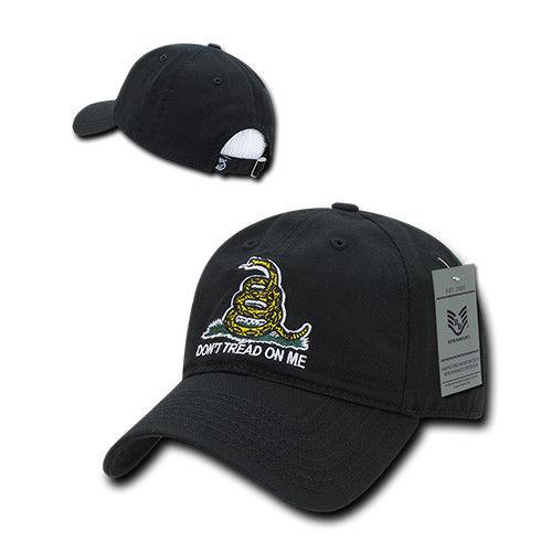 Gadsden Flag Rattlesnake Tea Party Don't Tread On Me Baseball Dad Caps Hats Polo-Black-