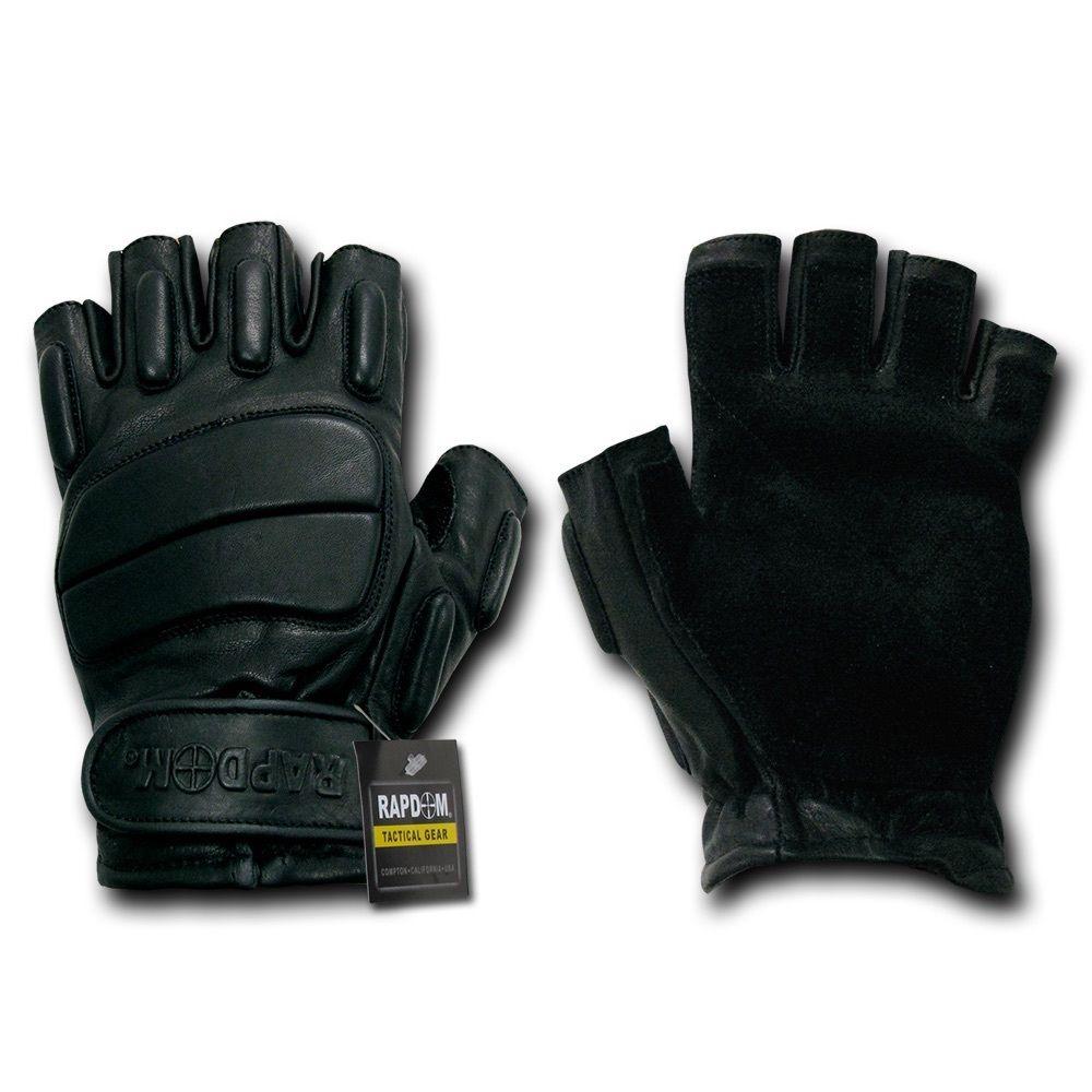 Half Finger Riot Tactical Patrol Army Military Black Gloves-Small-