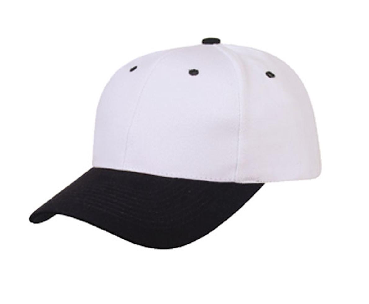 Heavy Brushed Cotton 6 Panel Low Crown Baseball Caps Hats Solid Two Tone Colors-BLACK/WHITE-