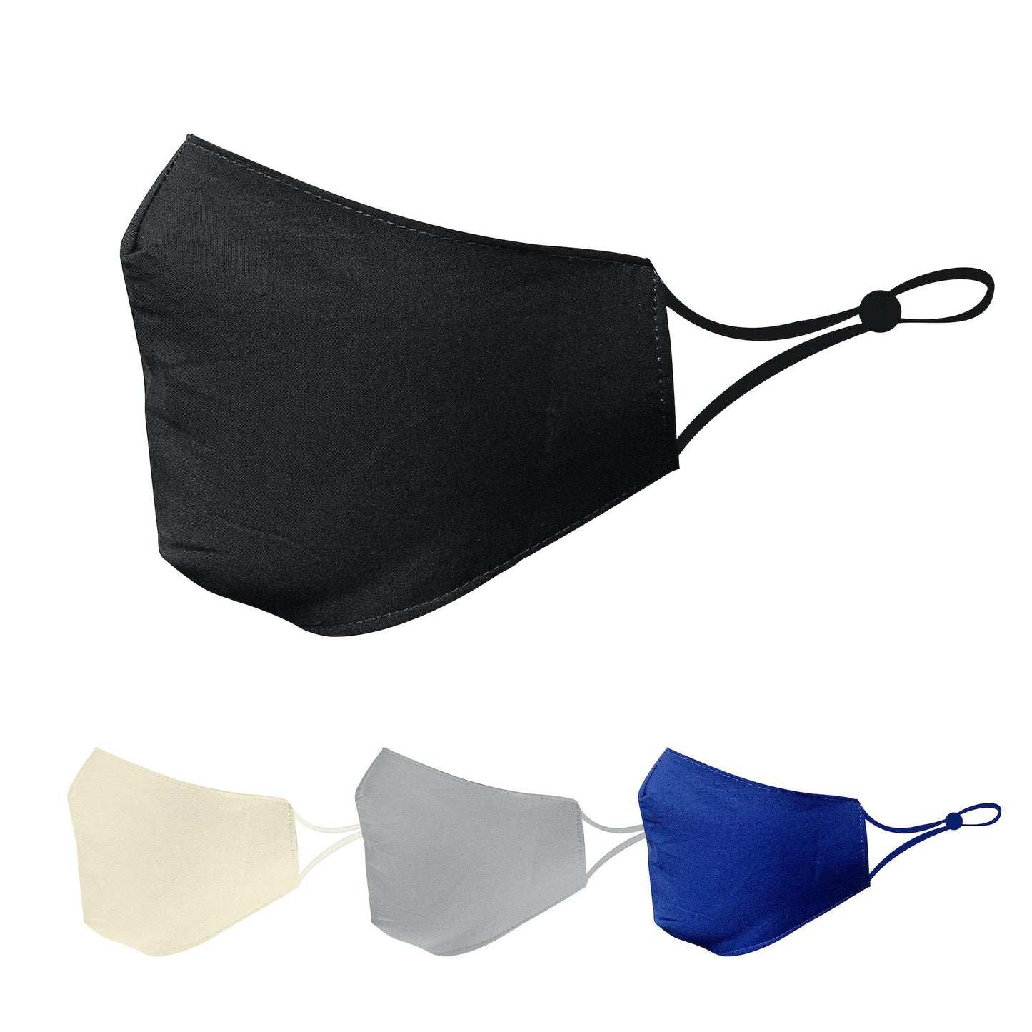 Cotton Face Mask 4 Pack Cloth Masks Multi Color for Mouth Nose Washable Reusable Double Layer Adjustable Unisex-Black/Grey/Blue/Ivory-