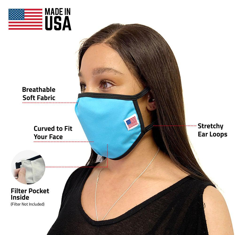 Face Masks Packs Reusable Double Layer Washable Made in USA Wholesale Bulk-6 PACK-