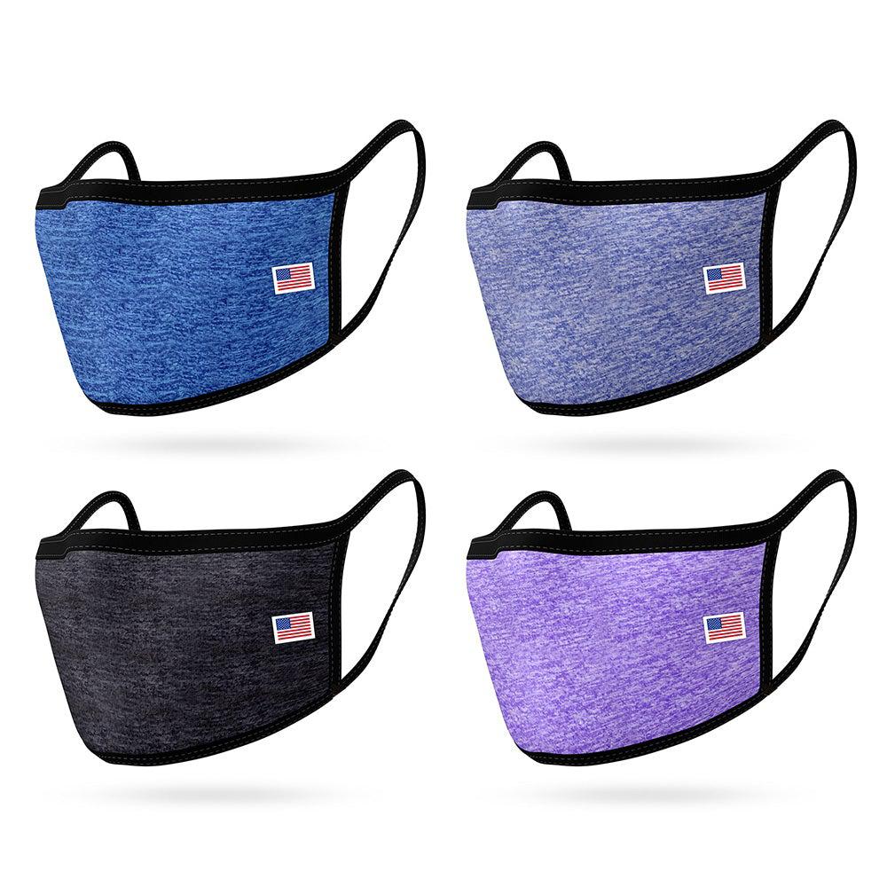 4 Pack Face Masks Comfort Fit Double Layer Washable Reusable Made in USA-PACK B-