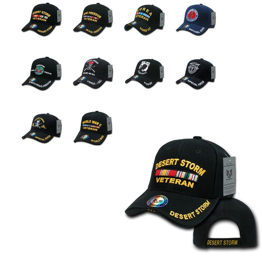 Iraq Korea Desert Storm Korea Pow Ww2 Veteran Vet Military Baseball Hats Caps-Desert Storm Vet - Black-