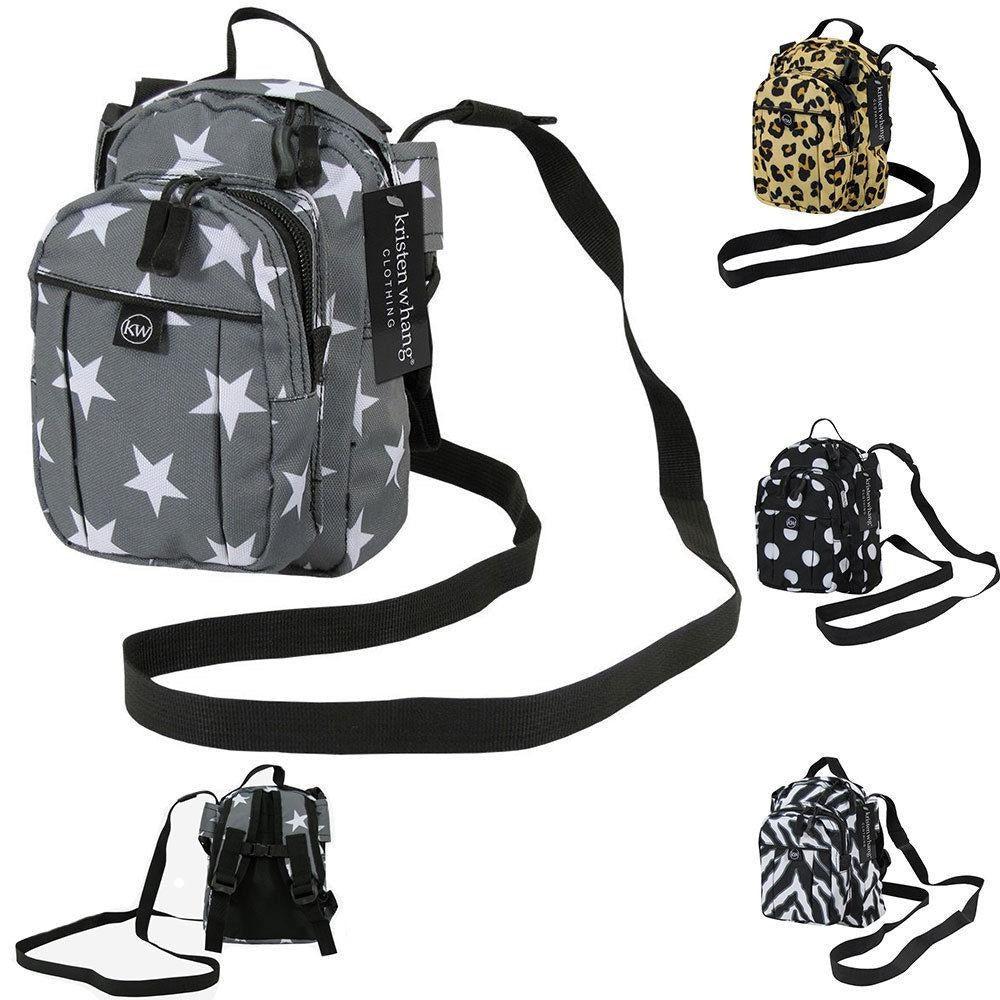 Kristen Whang Nylon Mini Small 2 Zip Pockets Adjustable Straps Bags Backpack-Lepoard-