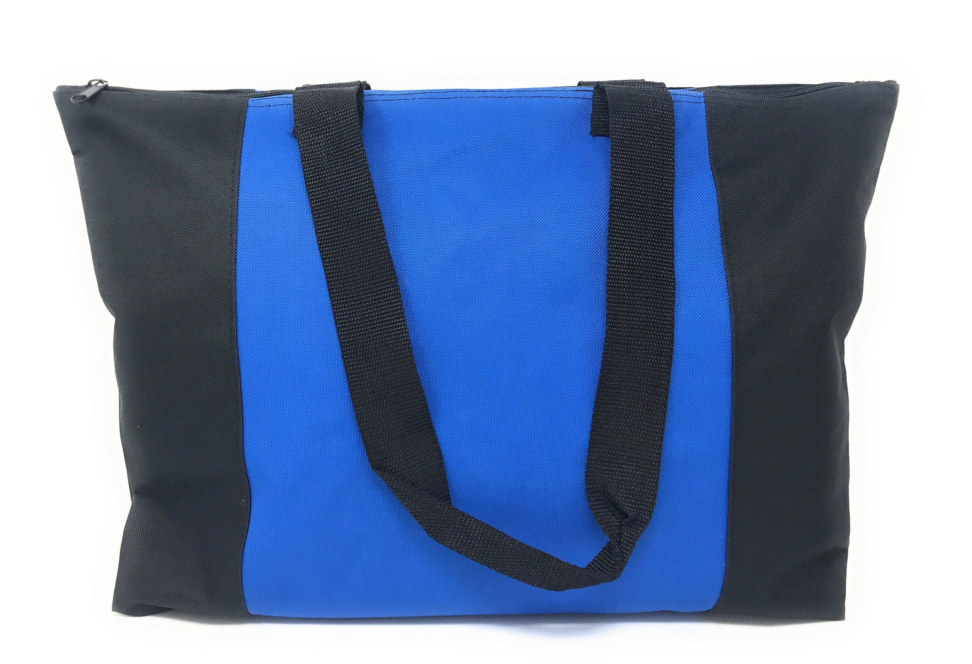 Large Big Reusable Grocery Shopping Tote Bags Zippered Heavy Duty 20 X 15inch-Royal/Black-