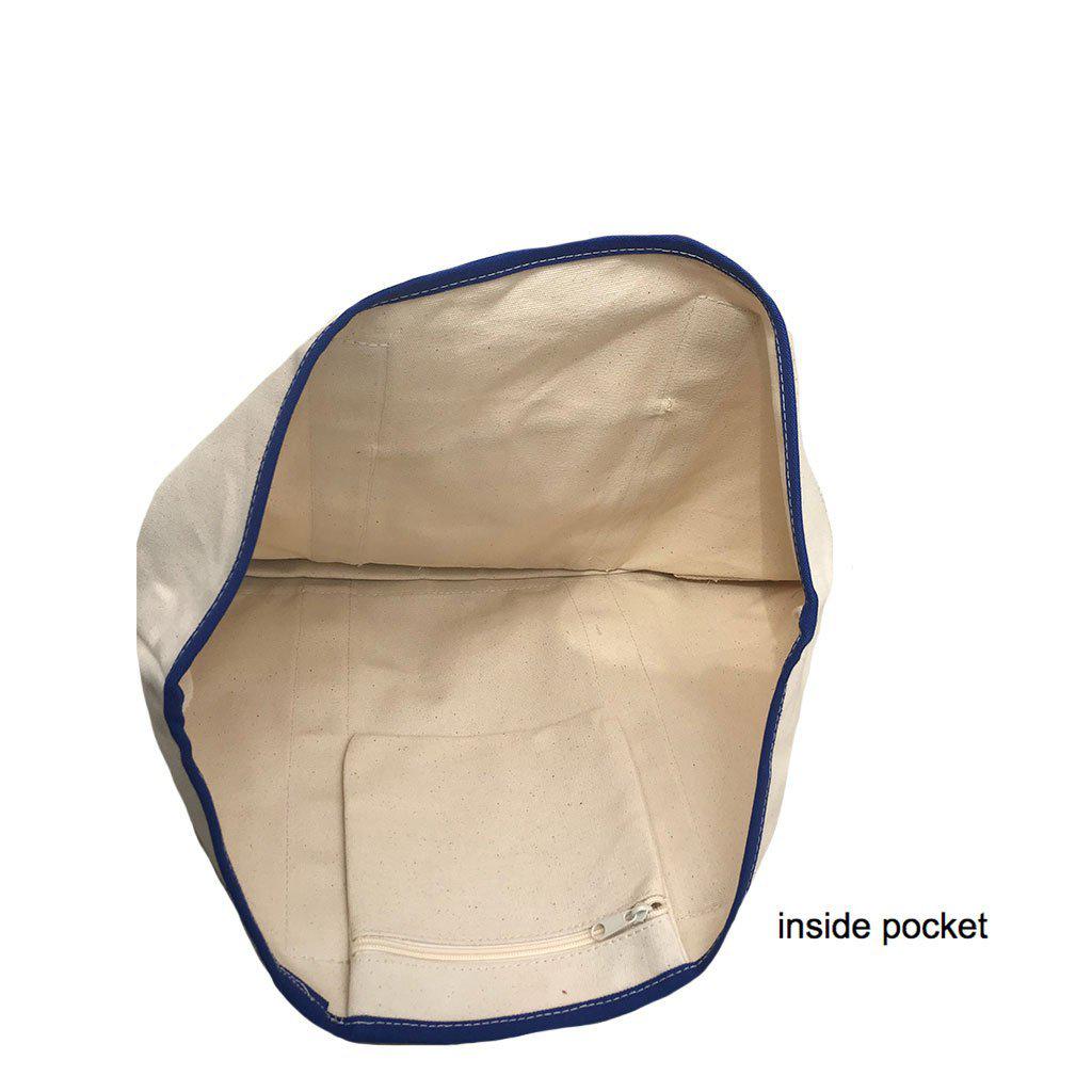 Large Big Reusable Grocery Shopping Totes Bags Heavy Duty Cotton Canvas-ST4222 - ROYAL/NATURAL-