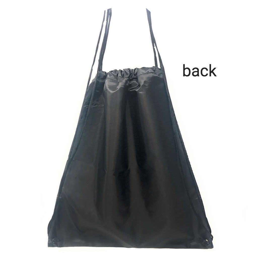 Large Drawstring Cinch Tote Bag Sack Rucksack Backpack For Gym Storage Traveling Work School 17inch-Black-