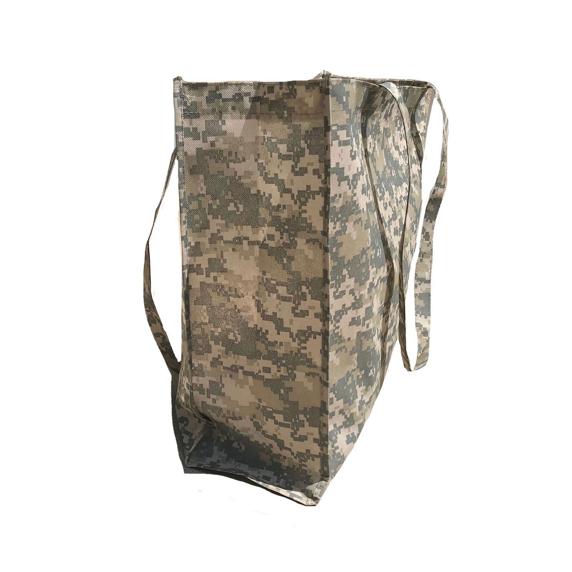 Large Reusable Grocery Shopping Totes Bags Gusset Digital Camo Camouflage 20X16inch-