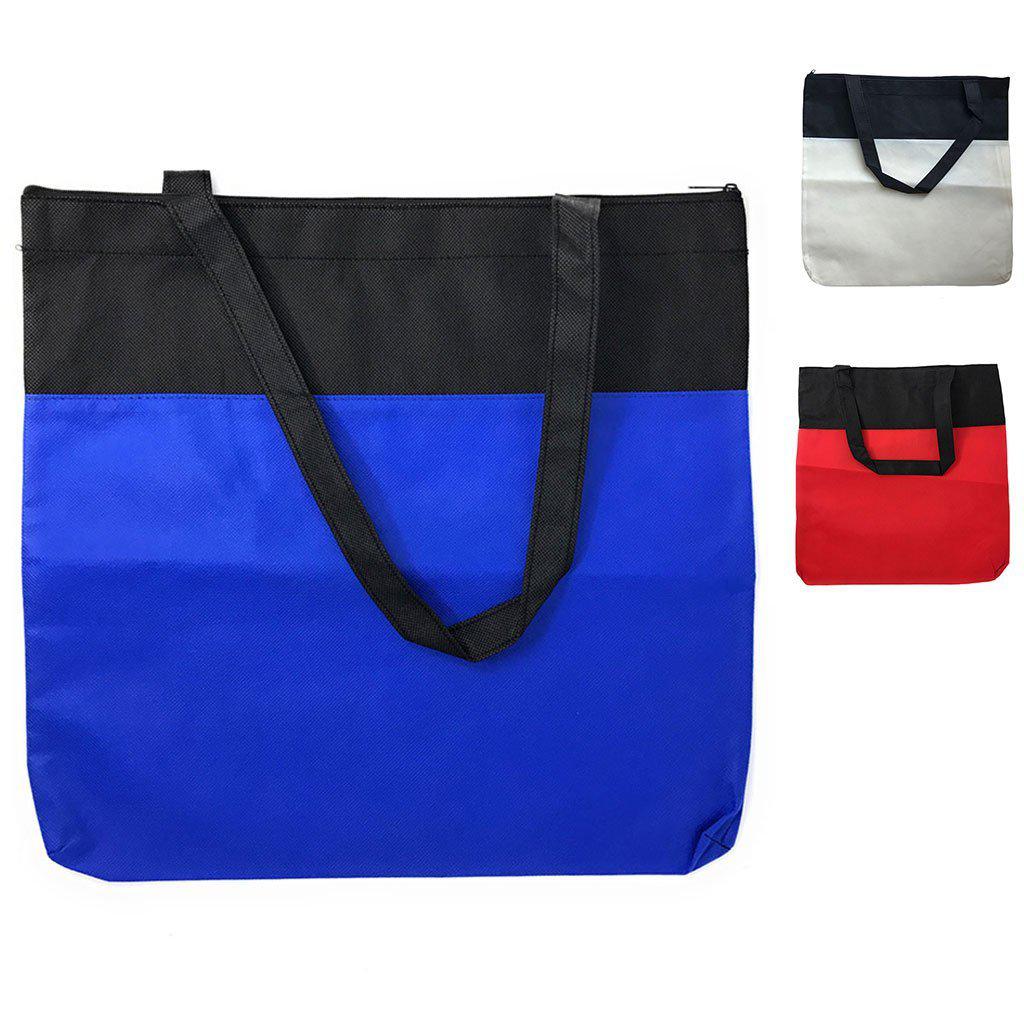 Large Reusable Grocery Shopping Totes Bags With Zipper Travel Sports Gym 16X15-Royal/Black-