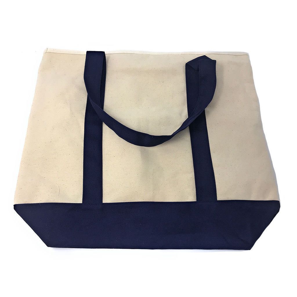 Large Shopping Grocery Bag Reusable Cotton Canvas Beach Tote Zippered 22inch X 16inch-Black/Natural-