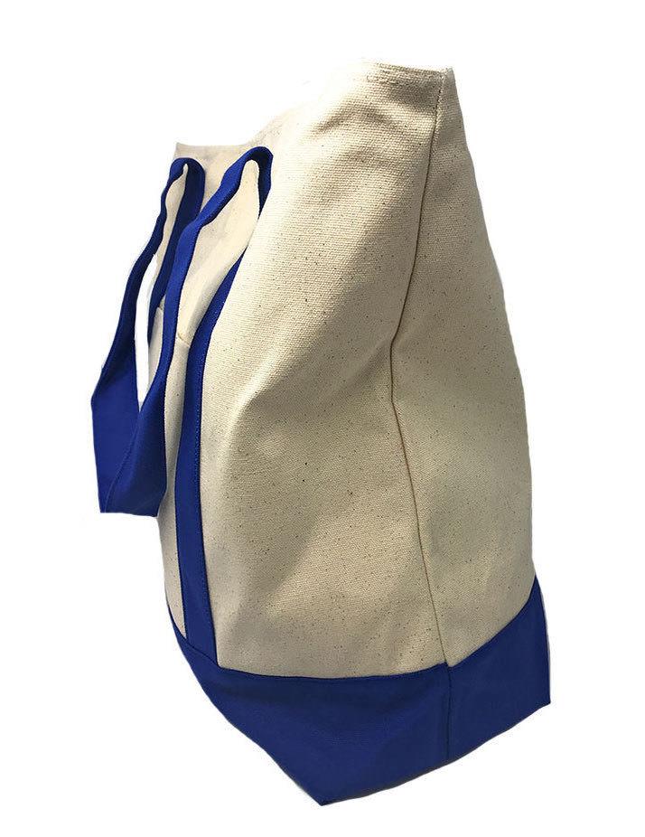 Large Shopping Grocery Bag Reusable Cotton Canvas Beach Tote Zippered 22inch X 16inch-Black/Natural-