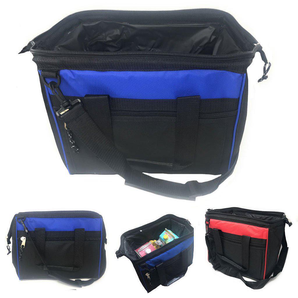 Big Large Cooler Lunch Box Bag Wide Mouth Straps Picnic Beer Drink Water 14inch-RED / BLACK-