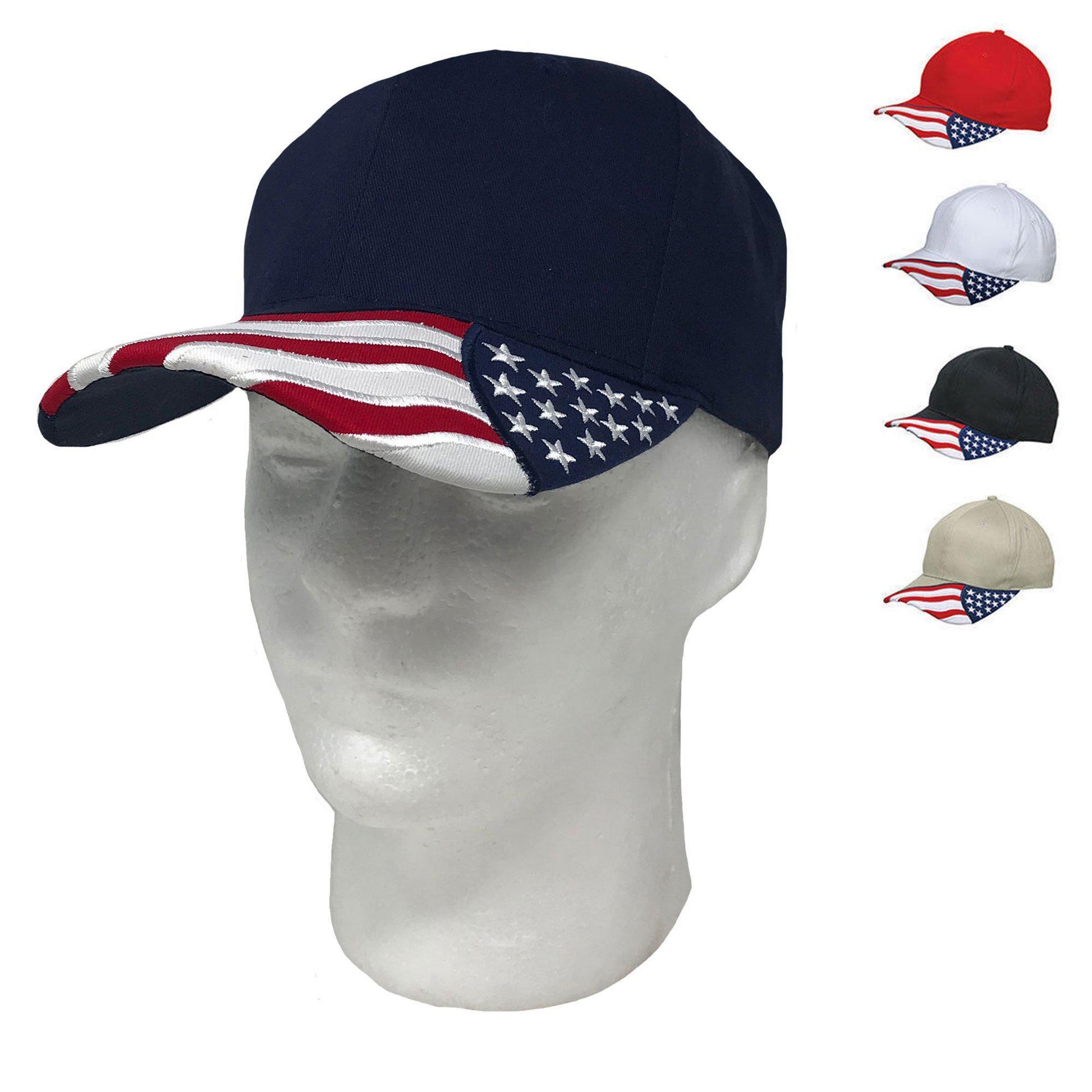 Patriotic USA US Flag Stars Racing 6 Panel Baseball Cotton Hats Caps-Red-