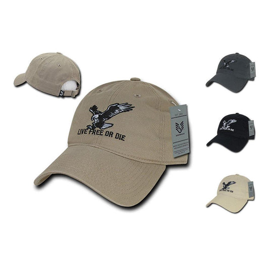 Rapid Dominance Live Free Or Die American Eagle Baseball Dad Caps Hats Washed Cotton Polo-Black-