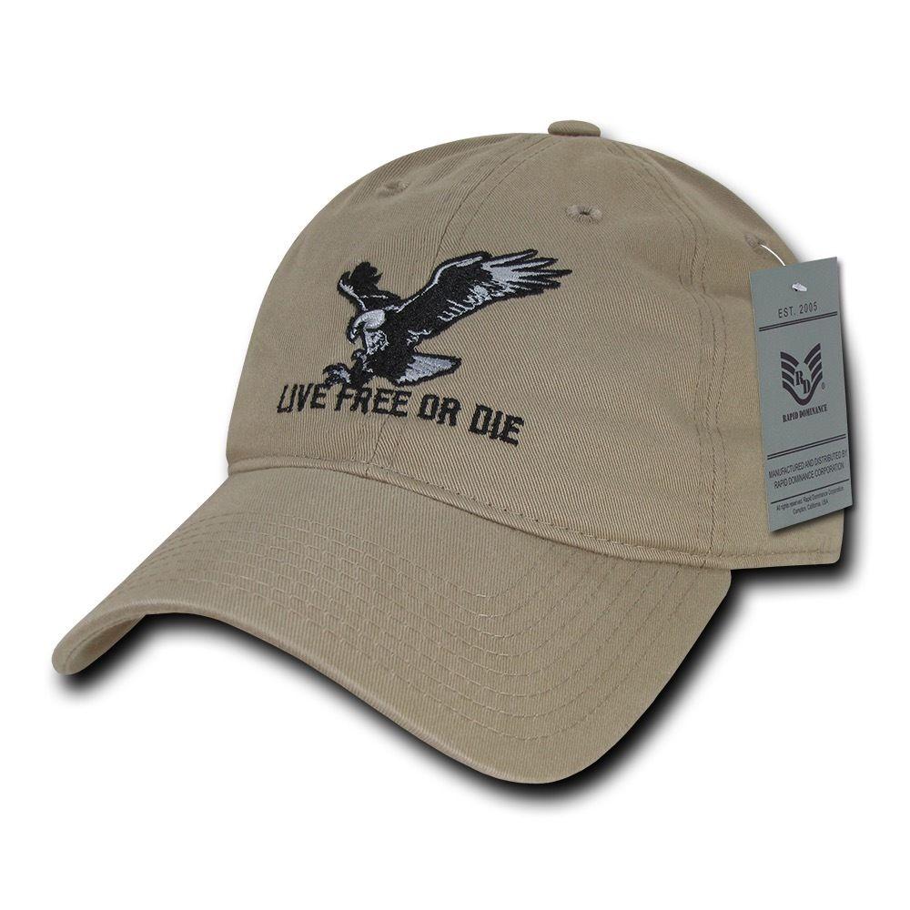 Rapid Dominance Live Free Or Die American Eagle Baseball Dad Caps Hats Washed Cotton Polo-Black-