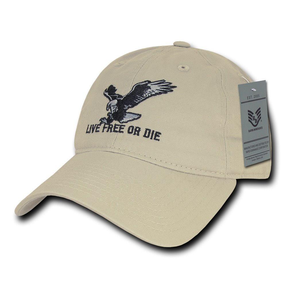 Rapid Dominance Live Free Or Die American Eagle Baseball Dad Caps Hats Washed Cotton Polo-Black-