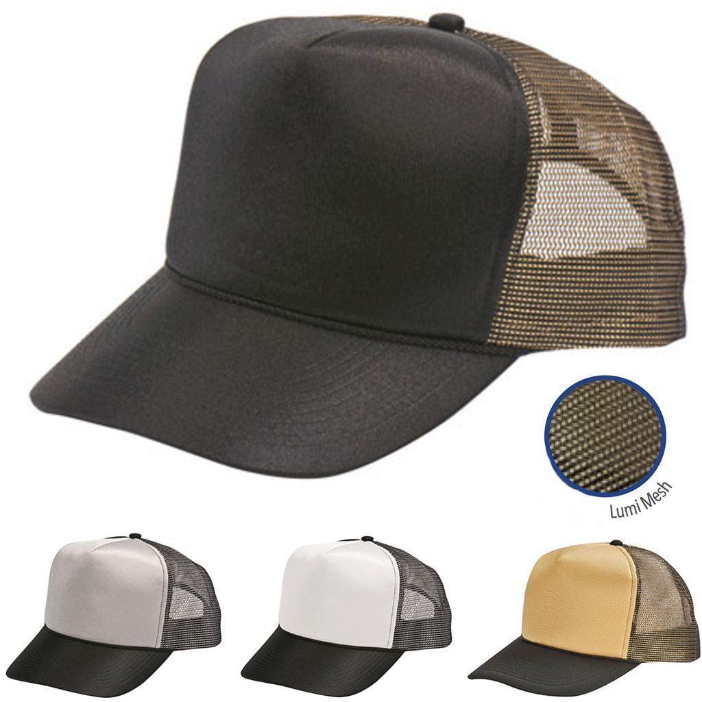 Luminescent Mesh Back Two Tone Trucker Baseball Caps Hats Unisex-BLACK/GOLD-