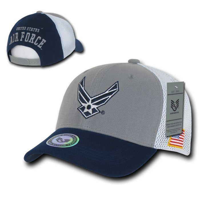Military Air Force Army Cg Marines Navy Patriotic USA Flag Cotton Mesh Hats Caps-Air Force Wing-
