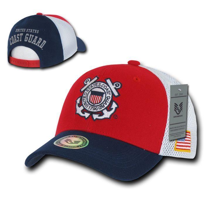 Military Air Force Army Cg Marines Navy Patriotic USA Flag Cotton Mesh Hats Caps-Coast Guard Logo-